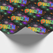 Rainbow First Name "OWEN" + Fireworks Cadeaupapier (Hoek)