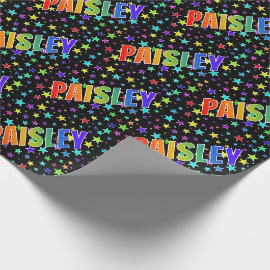 Rainbow First Name "PAISLEY" + sterren Cadeaupapier (Hoek)