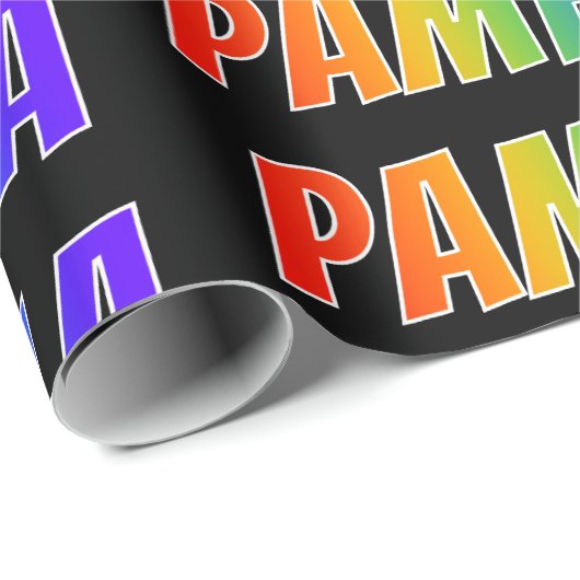 Rainbow First Name "PAMELA"; Fun en kleurrijk Cadeaupapier (Rol Hoek)