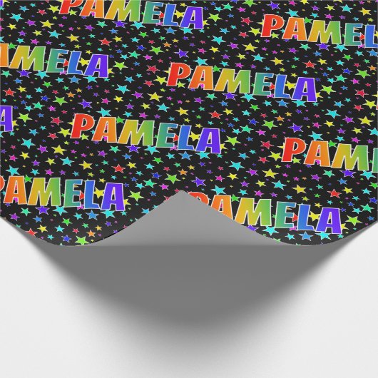 Rainbow First Name "PAMELA" + sterren Cadeaupapier (Hoek)