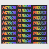 Rainbow First Name "PATRICIA"; vun & kleurrijk Cadeaupapier (Vlak)