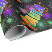 Rainbow First Name "PAULA" + Fireworks Cadeaupapier (Rol Hoek)