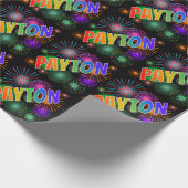 Rainbow First Name "PAYTON" + Fireworks Cadeaupapier (Hoek)