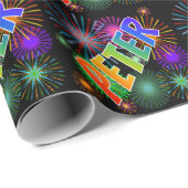 Rainbow First Name "PETER" + Fireworks Cadeaupapier (Rol Hoek)