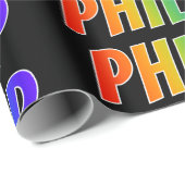 Rainbow First Name "PHILIP"; Fun & kleurrijk Cadeaupapier (Rol Hoek)