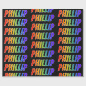 Rainbow First Name "PHILLIP"; Fun & kleurrijk Cadeaupapier (Vlak)