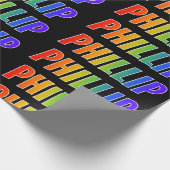Rainbow First Name "PHILLIP"; Fun & kleurrijk Cadeaupapier (Hoek)