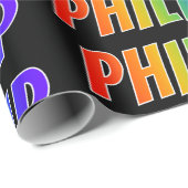 Rainbow First Name "PHILLIP"; Fun & kleurrijk Cadeaupapier (Rol Hoek)