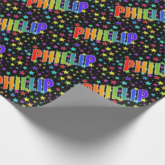 Rainbow First Name "PHILLIP" + sterren Cadeaupapier (Hoek)
