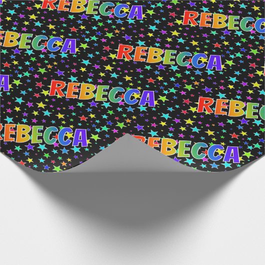 Rainbow First Name "REBECCA" + sterren Cadeaupapier (Hoek)