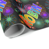 Rainbow First Name "ROBIN" + Fireworks Cadeaupapier (Rol Hoek)