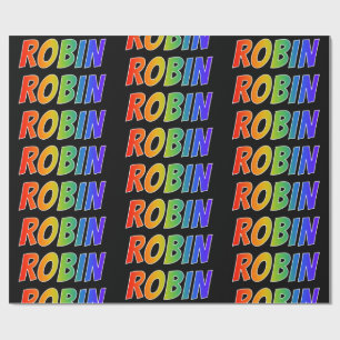 Rainbow First Name "ROBIN"; flauw & kleurrijk Cadeaupapier