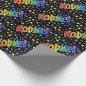 Rainbow First Name "RODNEY" + sterren Cadeaupapier (Hoek)