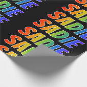 Rainbow First Name "SADIE"; Fun & Colorful Cadeaupapier (Hoek)