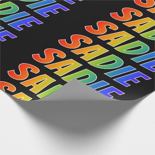 Rainbow First Name "SADIE"; Fun & Colorful Cadeaupapier (Hoek)