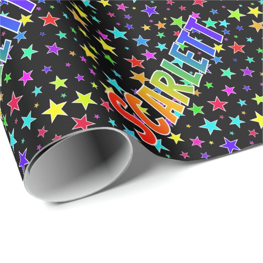 Rainbow First Name "SCARLETT" + sterren Cadeaupapier (Rol Hoek)