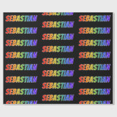 Rainbow First Name "SEBASTIAN"; flauw & kleurrijk Cadeaupapier (Vlak)