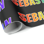 Rainbow First Name "SEBASTIAN"; flauw & kleurrijk Cadeaupapier (Rol Hoek)