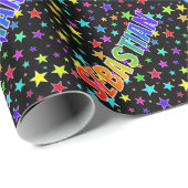 Rainbow First Name "SEBASTIAN" + sterren Cadeaupapier (Rol Hoek)