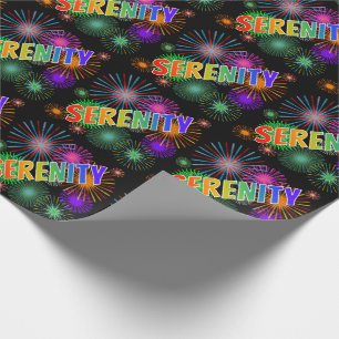 Rainbow First Name "SERENITY" + Fireworks Cadeaupapier