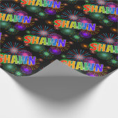 Rainbow First Name "SHAWN" + Fireworks Cadeaupapier (Hoek)