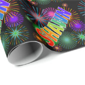 Rainbow First Name "SHAWN" + Fireworks Cadeaupapier (Rol Hoek)