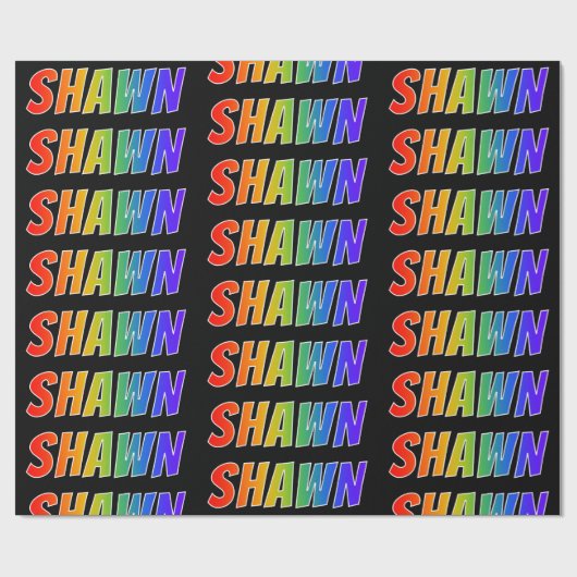 Rainbow First Name "SHAWN"; flauw & kleurrijk Cadeaupapier (Vlak)
