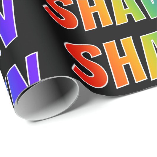 Rainbow First Name "SHAWN"; flauw & kleurrijk Cadeaupapier (Rol Hoek)