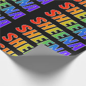 Rainbow First Name "SHEENA"; vun & kleurrijk Cadeaupapier (Hoek)