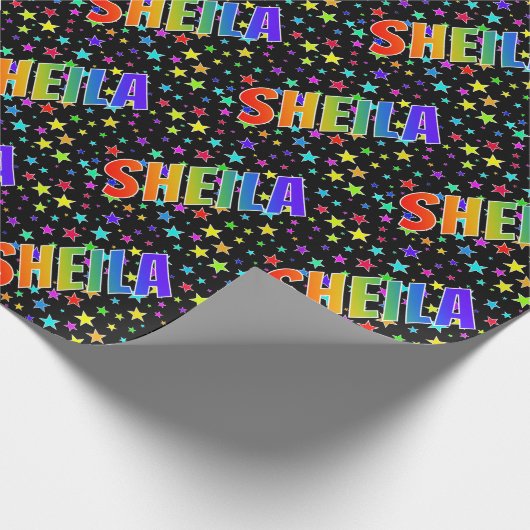 Rainbow First Name "SHEILA" + sterren Cadeaupapier (Hoek)