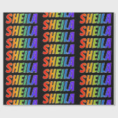 Rainbow First Name "SHEILA"; vun & kleurrijk Cadeaupapier (Vlak)