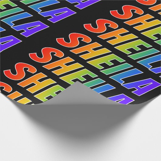 Rainbow First Name "SHEILA"; vun & kleurrijk Cadeaupapier (Hoek)