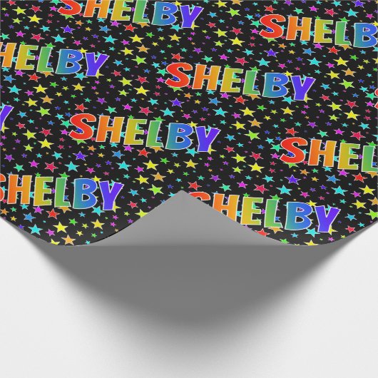 Rainbow First Name "SHELBY" + sterren Cadeaupapier (Hoek)