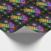 Rainbow First Name "SHELLY" + Fireworks Cadeaupapier (Hoek)