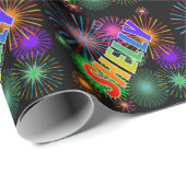 Rainbow First Name "SHELLY" + Fireworks Cadeaupapier (Rol Hoek)