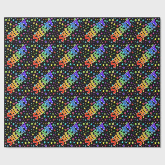 Rainbow First Name "SHERRY" + sterren Cadeaupapier (Vlak)