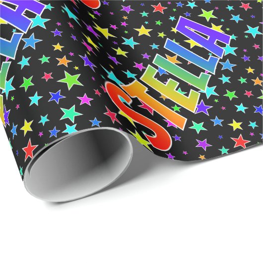 Rainbow First Name "STELLA" + Sterren Cadeaupapier (Rol Hoek)
