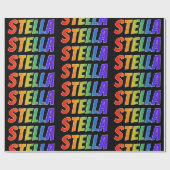 Rainbow First Name "STELLA"; vun & kleurrijk Cadeaupapier (Vlak)