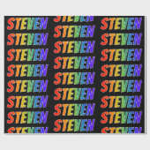 Rainbow First Name "STEVEN"; Fun & Colorful Cadeaupapier (Vlak)