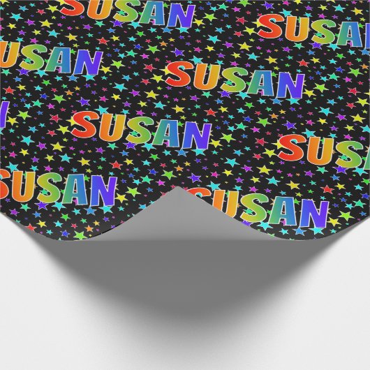 Rainbow First Name "SUSAN" + sterren Cadeaupapier (Hoek)