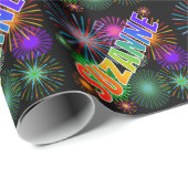 Rainbow First Name "SUZANNE" + Fireworks Cadeaupapier (Rol Hoek)