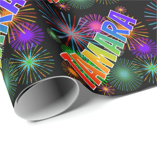 Rainbow First Name "TAMARA" + Fireworks Cadeaupapier (Rol Hoek)