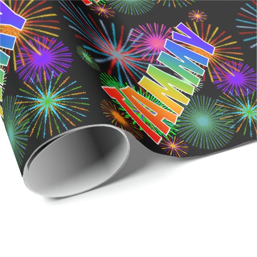 Rainbow First Name "TAMMY" + Fireworks Cadeaupapier (Rol Hoek)