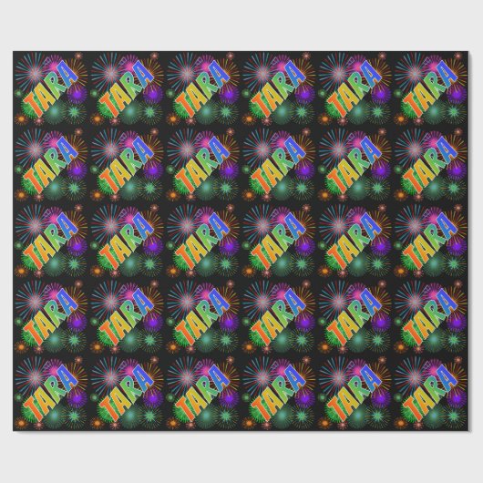 Rainbow First Name "TARA" + Fireworks Cadeaupapier (Vlak)