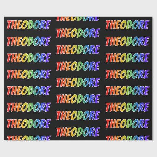 Rainbow First Name "THEODORE" (Voornaam regenboogv Cadeaupapier (Vlak)