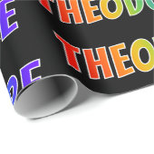 Rainbow First Name "THEODORE" (Voornaam regenboogv Cadeaupapier (Rol Hoek)
