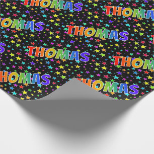 Rainbow First Name "THOMAS" + sterren Cadeaupapier