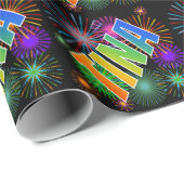 Rainbow First Name "TINA" + Fireworks Cadeaupapier (Rol Hoek)