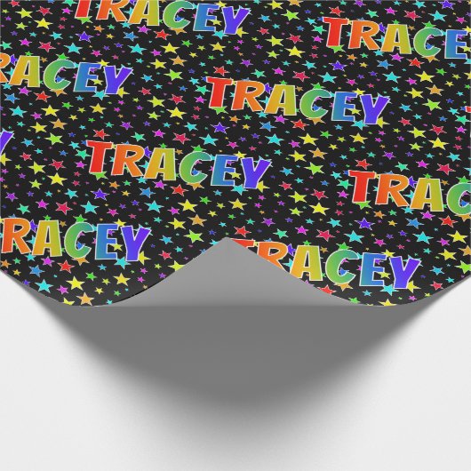 Rainbow First Name "TRACEY" + sterren Cadeaupapier (Hoek)