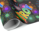 Rainbow First Name "TROY" + Fireworks Cadeaupapier (Rol Hoek)